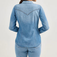 Wrangler Women's Retro L/S Denim Cowboy Snap Shirt