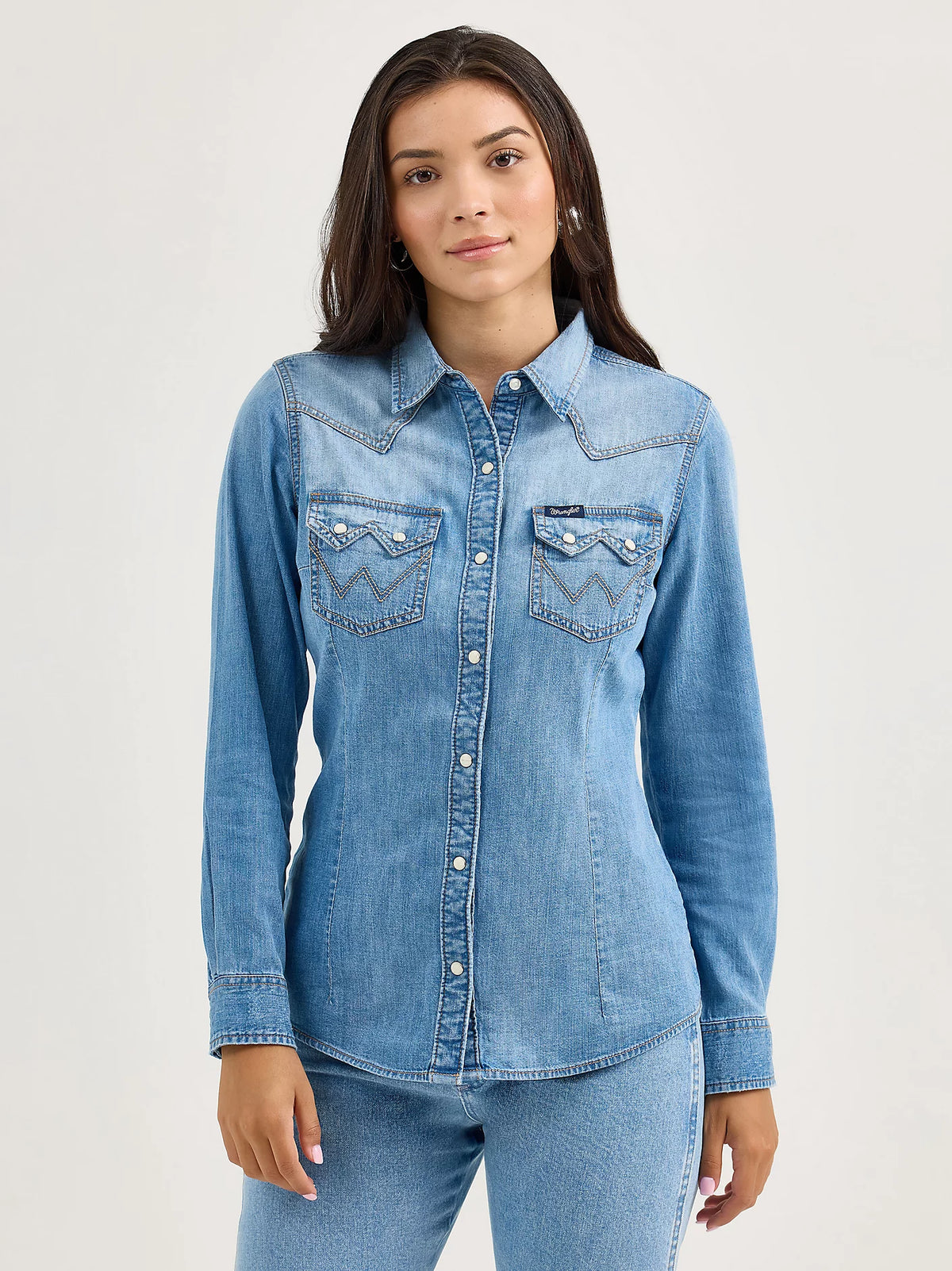 Wrangler Women's Retro L/S Denim Cowboy Snap Shirt