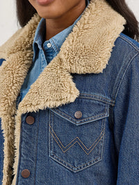 Wrangler Retro Women's Sherpa Lined Denim Range Coat in Ink Denim