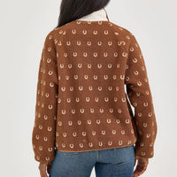 Wrangler Retro Women's Half Snap Sherpa Pullover in Brown