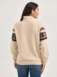 Wrangler Retro Women's Western Quarter Zip Sweatshirt in Cream