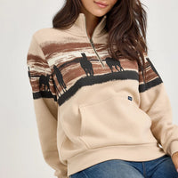 Wrangler Retro Women's Western Quarter Zip Sweatshirt in Cream