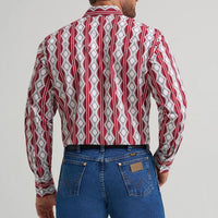Wrangler Men's Checotah L/S Western Snap Shirt in Burgundy Shadow