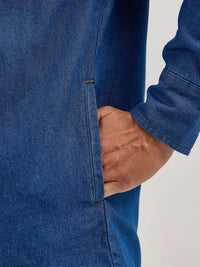 Wrangler Men's L/S Flannel Lined Work Shirt in Blue Denim (Available in Plus Sizes)