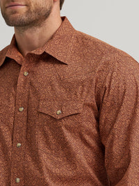 Wrangler Men's 20X L/S Competition Western Snap Shirt in Rustic Brown Paisley