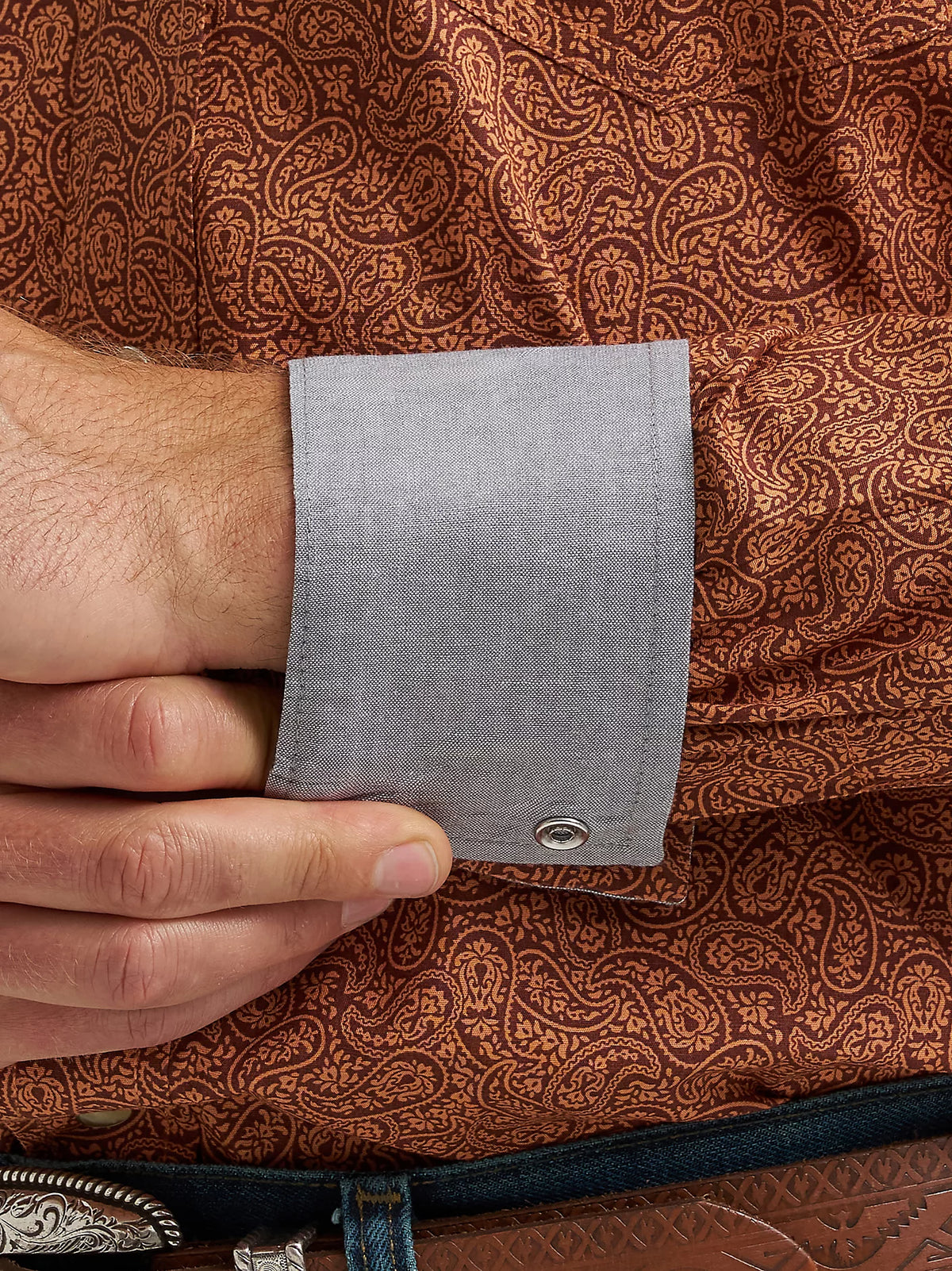 Wrangler Men's 20X L/S Competition Western Snap Shirt in Rustic Brown Paisley