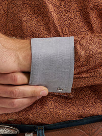 Wrangler Men's 20X L/S Competition Western Snap Shirt in Rustic Brown Paisley