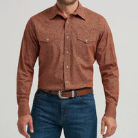 Wrangler Men's 20X L/S Competition Western Snap Shirt in Rustic Brown Paisley