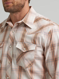Wrangler Men's 20X L/S Competition Western Snap Shirt in Ecru Plaid (Available in Tall Sizes!)