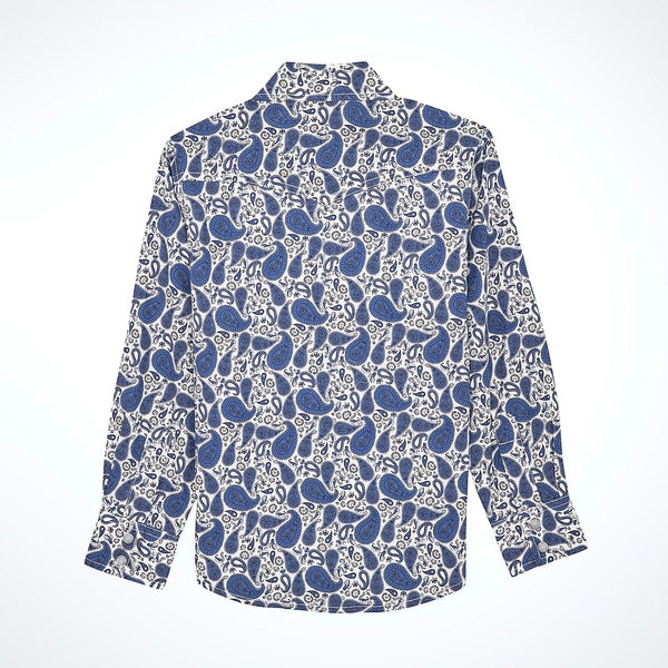 Wrangler Boy's 20X Advanced Comfort L/S Western Snap Shirt in Atlantic Paisley