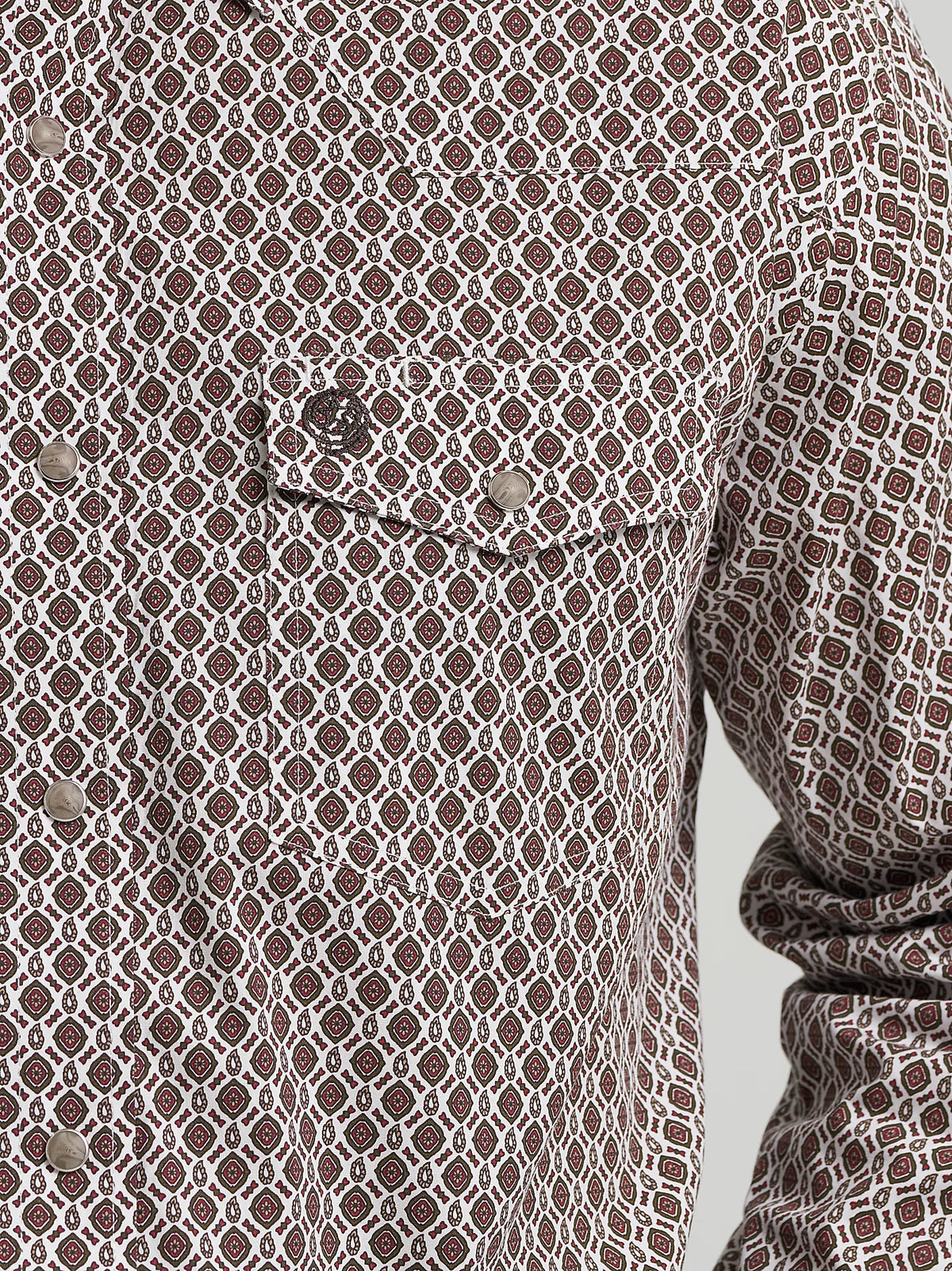 Wrangler Men's L/S George Strait Troubadour Snap Shirt in Coffee Splash