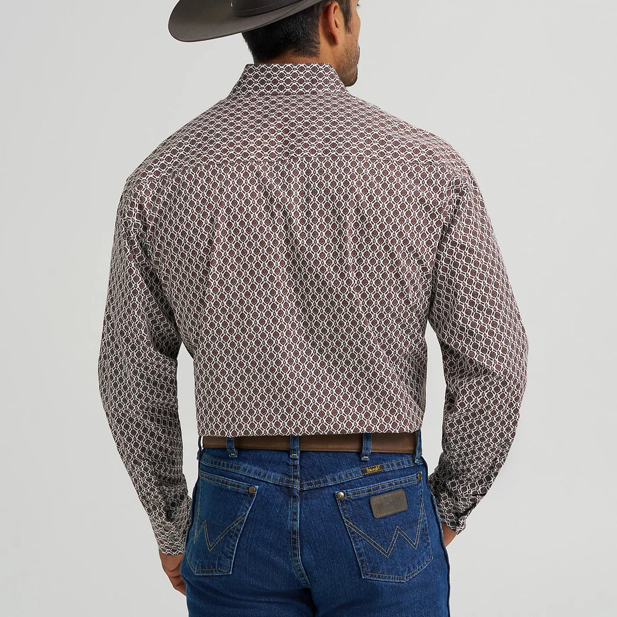 Wrangler Men's L/S George Strait Troubadour Snap Shirt in Coffee Splash
