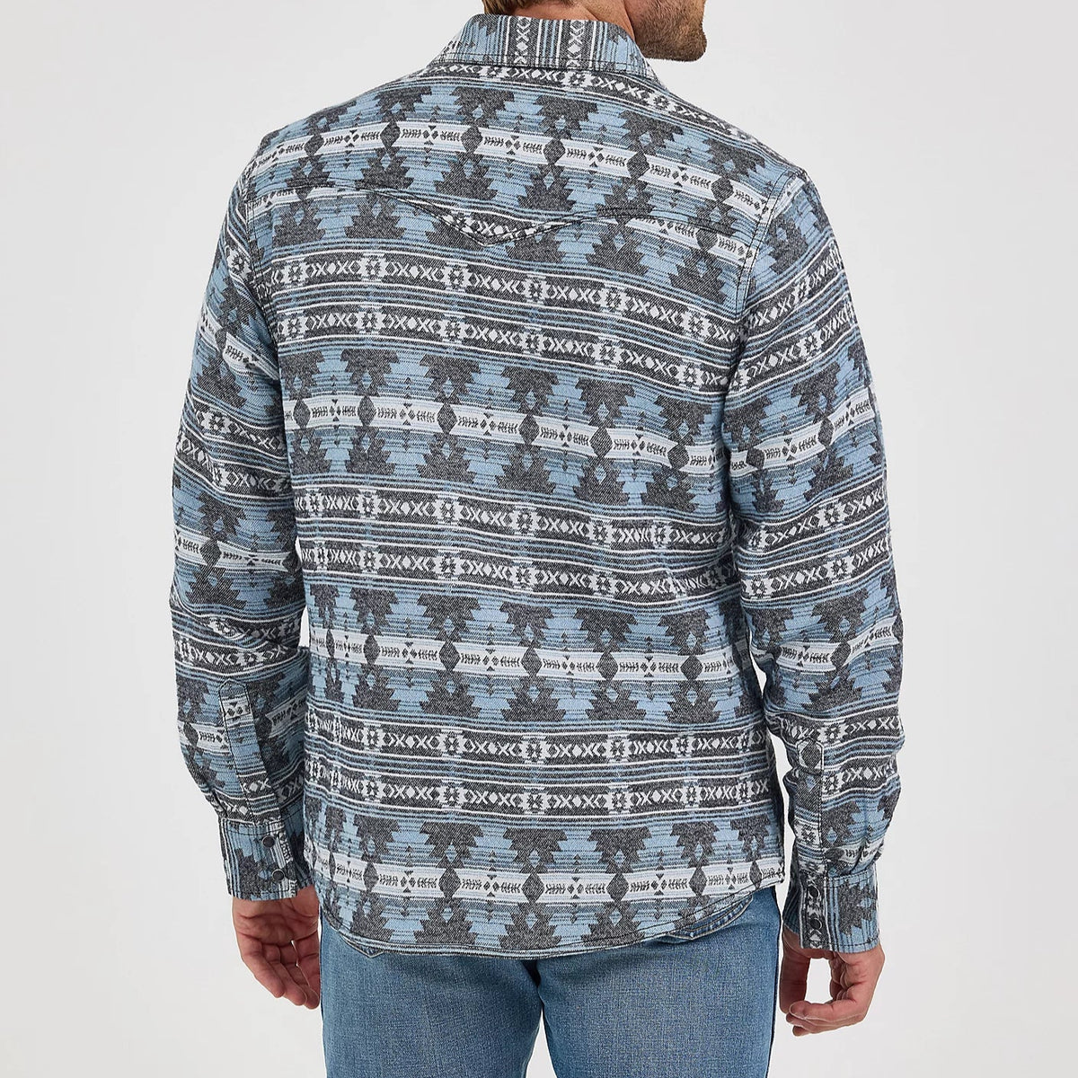 Wrangler Retro Men's Premium Jacquard Snap Shirt Jacket in Baby Blue (Available in Tall Sizes!)