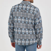 Wrangler Retro Men's Premium Jacquard Snap Shirt Jacket in Baby Blue (Available in Tall Sizes!)