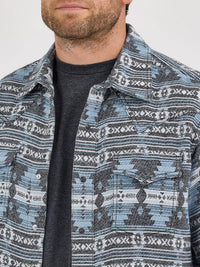 Wrangler Retro Men's Premium Jacquard Snap Shirt Jacket in Baby Blue (Available in Tall Sizes!)