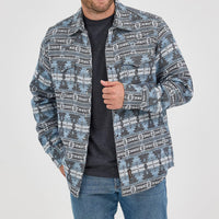 Wrangler Retro Men's Premium Jacquard Snap Shirt Jacket in Baby Blue (Available in Tall Sizes!)