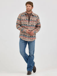 Wrangler Retro Men's Premium Jacquard Snap Shirt Jacket in Sunset Tan (Available in Tall Sizes!)