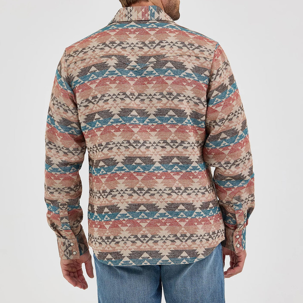 Wrangler Retro Men's Premium Jacquard Snap Shirt Jacket in Sunset Tan (Available in Tall Sizes!)