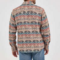 Wrangler Retro Men's Premium Jacquard Snap Shirt Jacket in Sunset Tan (Available in Tall Sizes!)