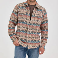 Wrangler Retro Men's Premium Jacquard Snap Shirt Jacket in Sunset Tan (Available in Tall Sizes!)