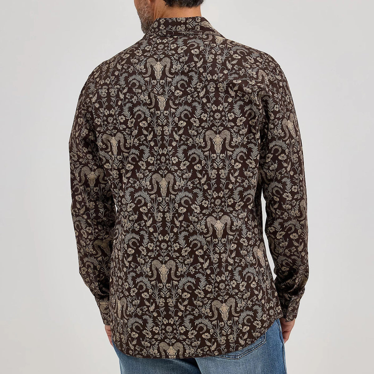 Wrangler Retro Premium Men's L/S Western Snap Shirt in Skull Floral