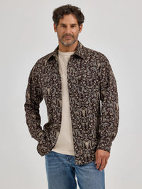 Wrangler Retro Premium Men's L/S Western Snap Shirt in Skull Floral