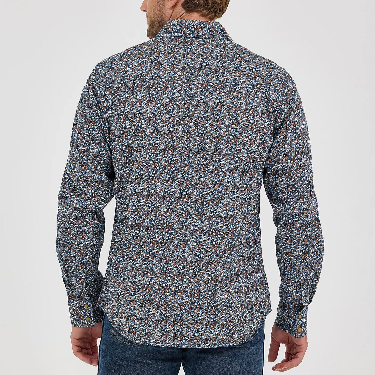 Wrangler Retro Premium Men's L/S Western Snap Shirt in Speckly Blue (Available in Tall Sizes)