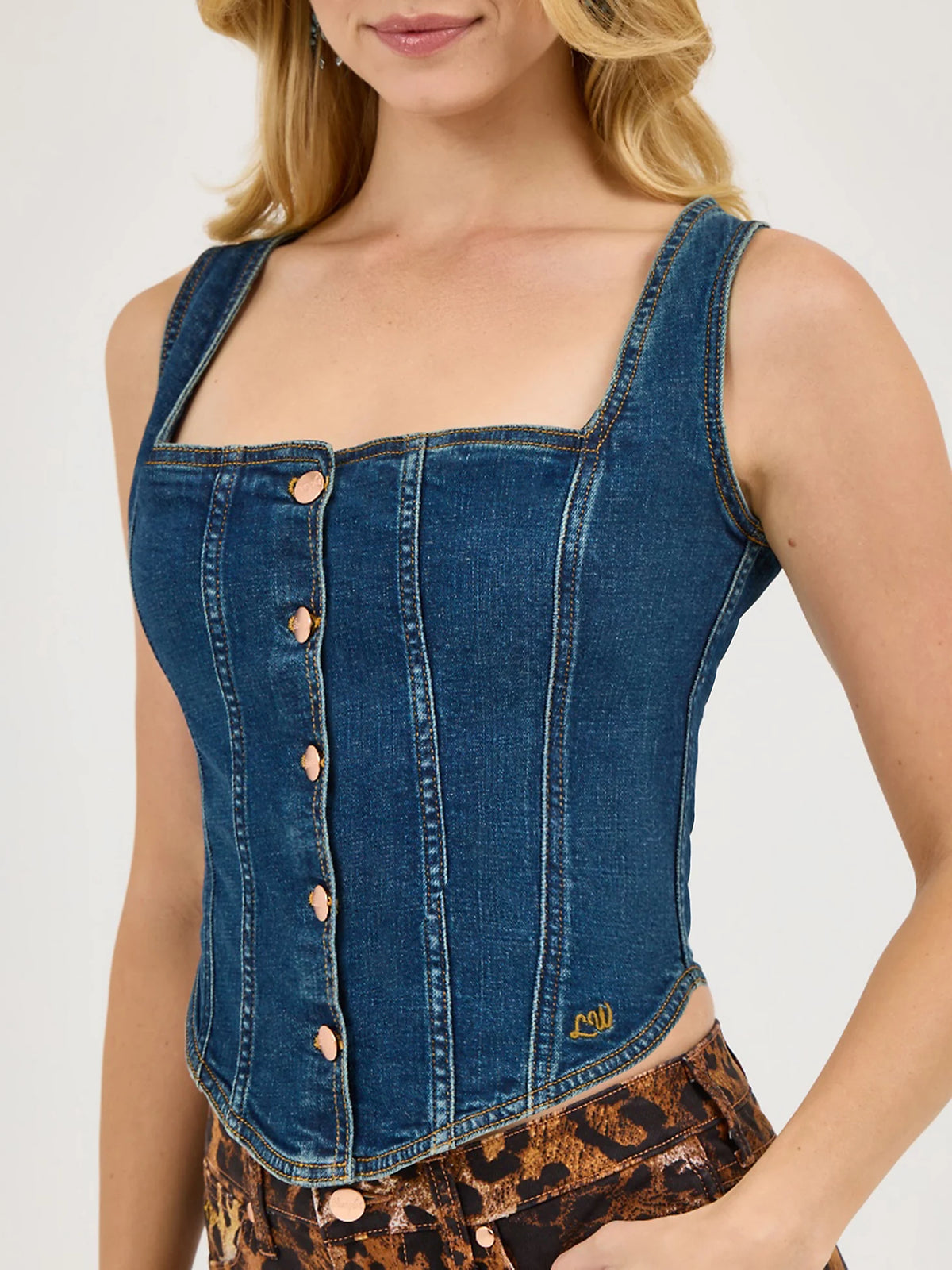 Wrangler x Lainey Wilson Pony Up Bustier Top in Boho Wash