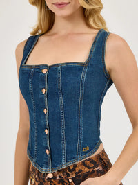 Wrangler x Lainey Wilson Pony Up Bustier Top in Boho Wash