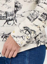 Wrangler x Lainey Wilson L/S Country Toile Western Snap Shirt in Off White