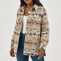 Wrangler Women's Quilt Lined Jacquard Shacket in Pale Green