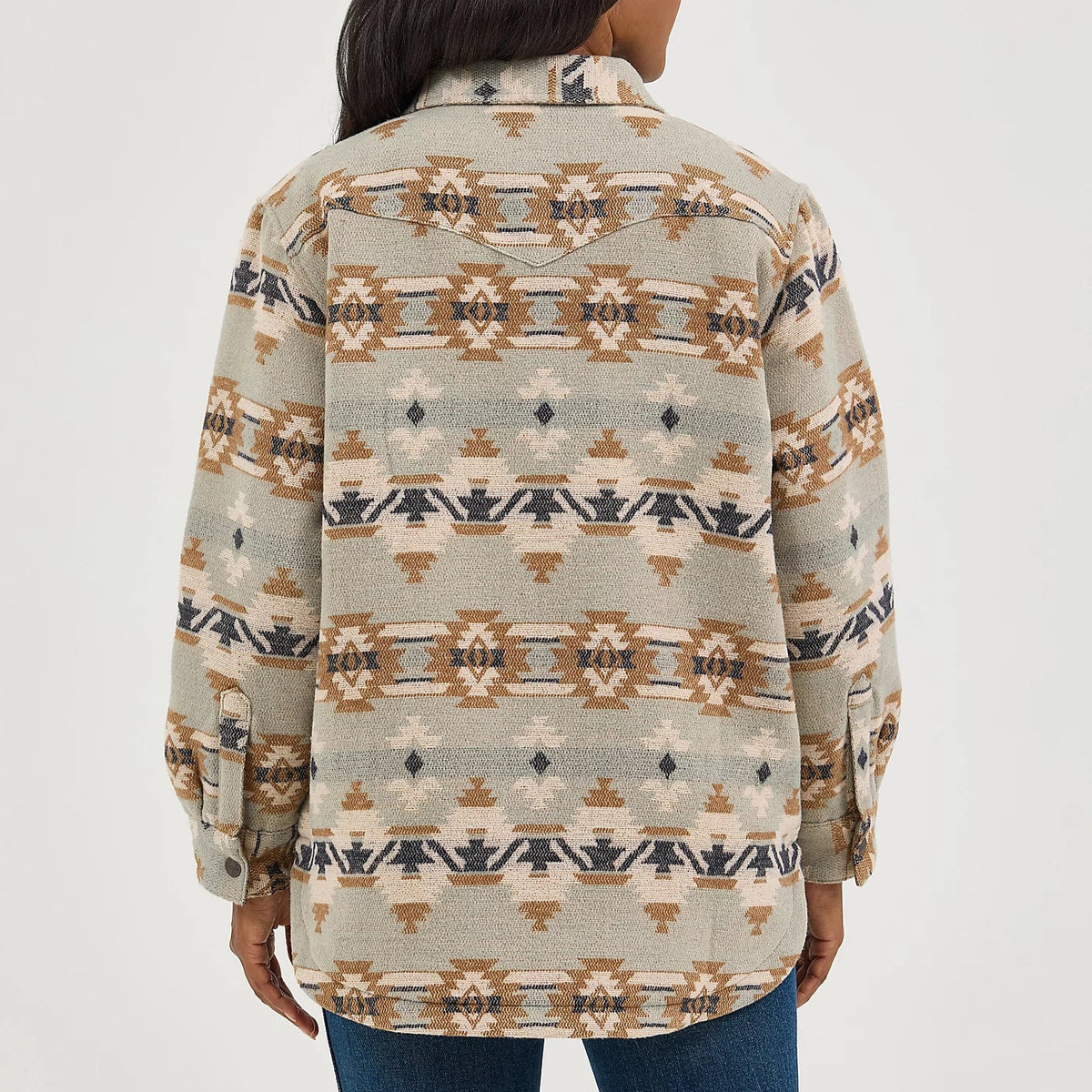 Wrangler Women's Quilt Lined Jacquard Shacket in Pale Green