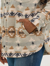 Wrangler Women's Quilt Lined Jacquard Shacket in Pale Green