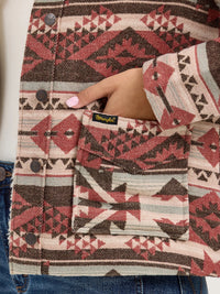 Wrangler Women's Sherpa Lined Jacquard Barn Jacket in Burgundy