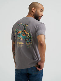 Wrangler Men's S/S Bucking Cowboy Back Graphic T-Shirt in Quiet Shade