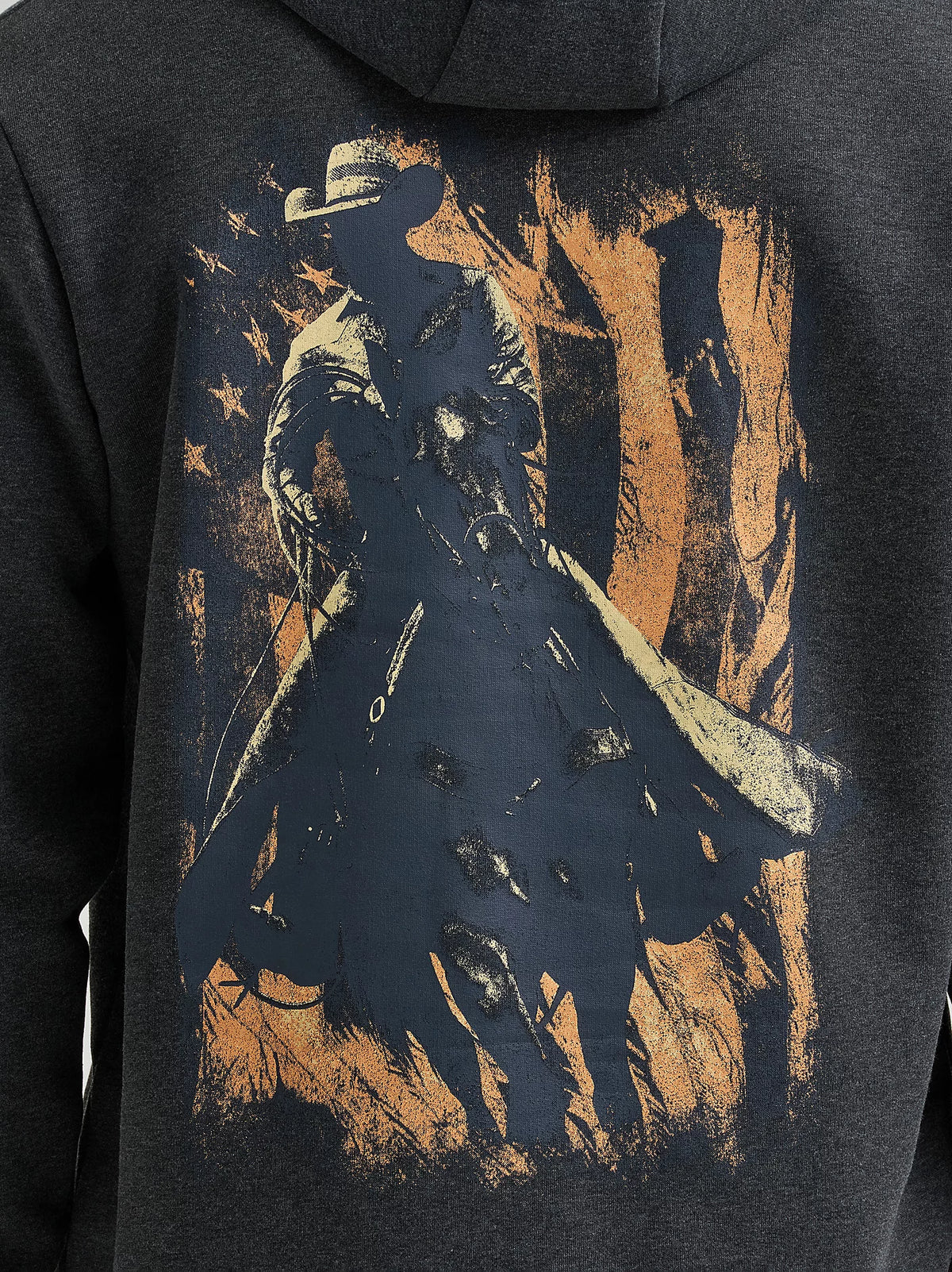 Wrangler Men's Cowboy Graphic Pullover Hoodie in Dark Cowboy