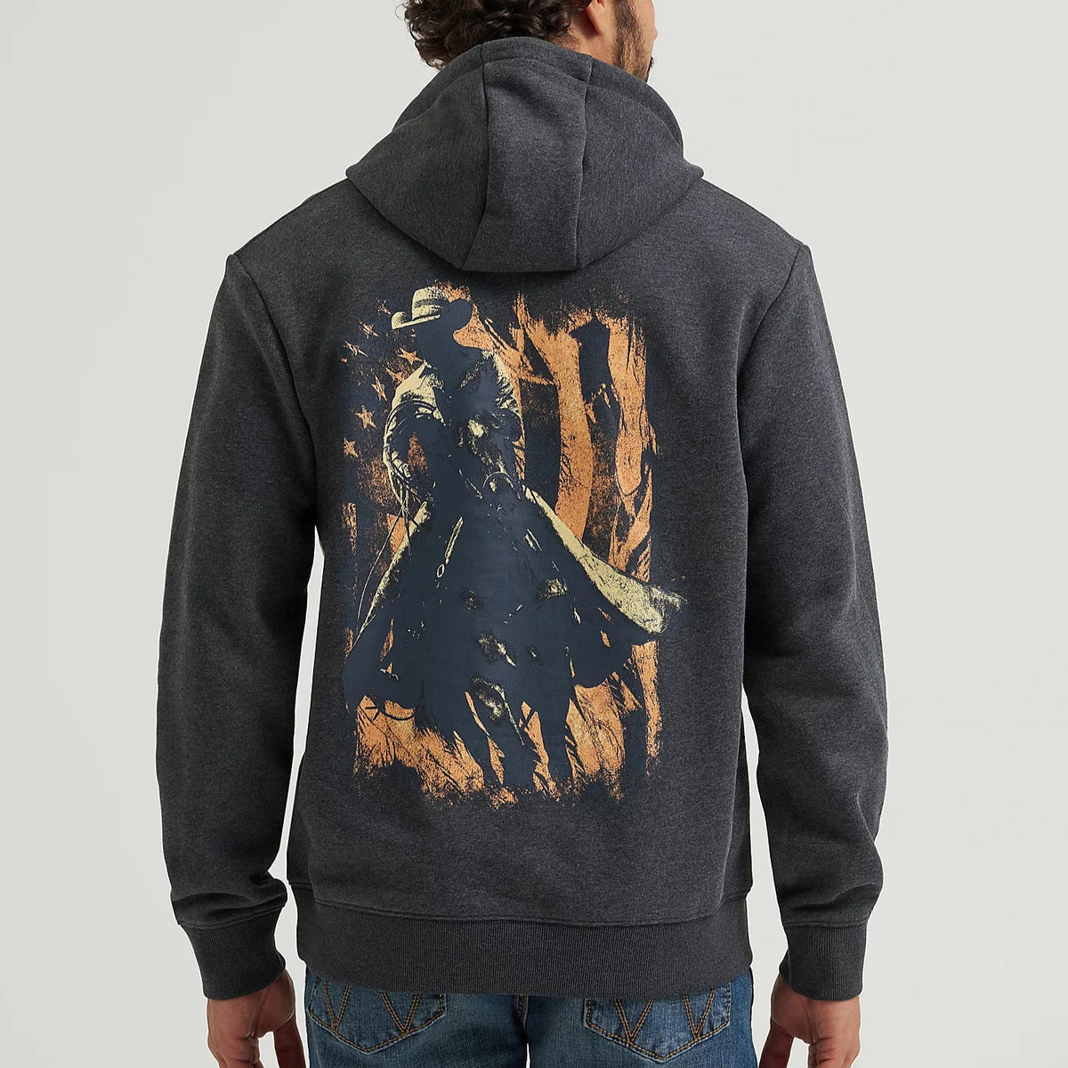 Wrangler Men's Cowboy Graphic Pullover Hoodie in Dark Cowboy