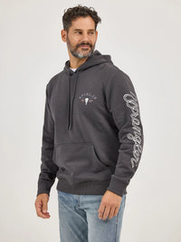 Wrangler Men's Long Live Cowboys Pullover Hoodie in Worn Grey