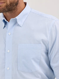 Wrangler Men's L/S Cody Johnson One Pocket Striped Button Down Shirt in Blue