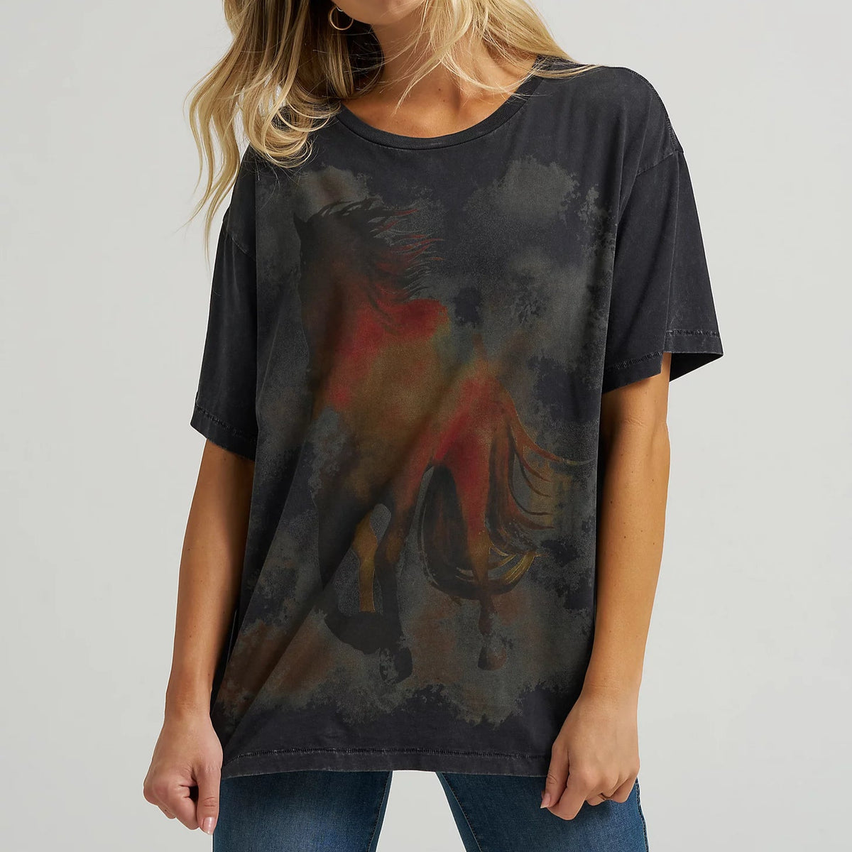 Wrangler x Lainey Wilson Horse Oversized Tee in Black