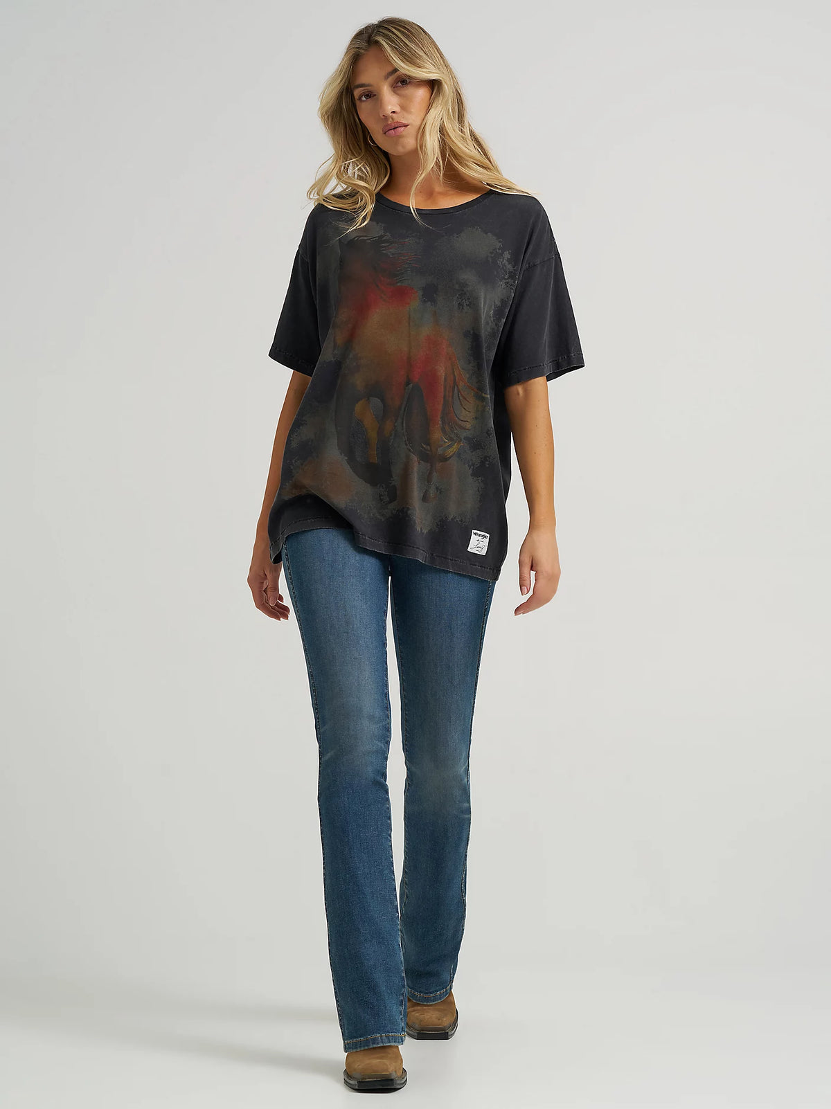 Wrangler x Lainey Wilson Horse Oversized Tee in Black