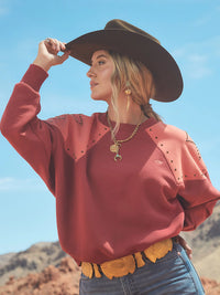 Wrangler x Lainey Wilson L/S Studded Star Crewneck Pullover in Western Star