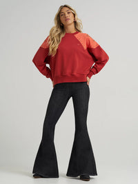 Wrangler x Lainey Wilson L/S Studded Star Crewneck Pullover in Western Star