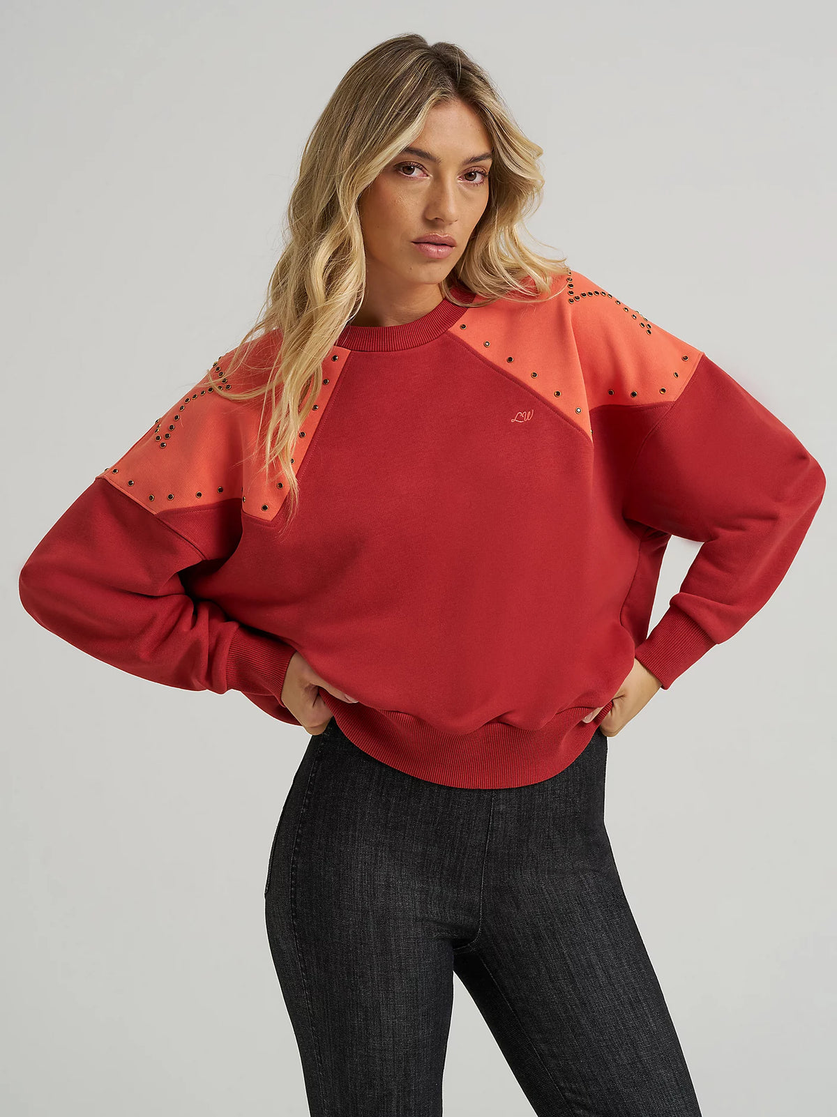 Wrangler x Lainey Wilson L/S Studded Star Crewneck Pullover in Western Star