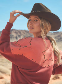 Wrangler x Lainey Wilson L/S Studded Star Crewneck Pullover in Western Star