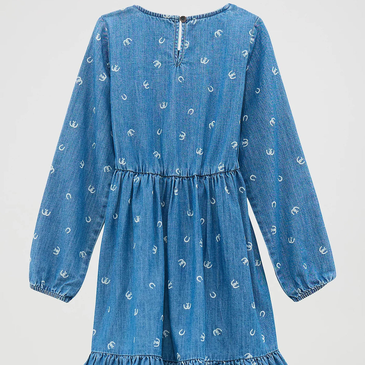 Wrangler Girl's L/S Ruffled Hem Denim Dress