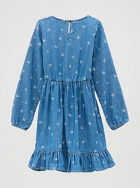 Wrangler Girl's L/S Ruffled Hem Denim Dress