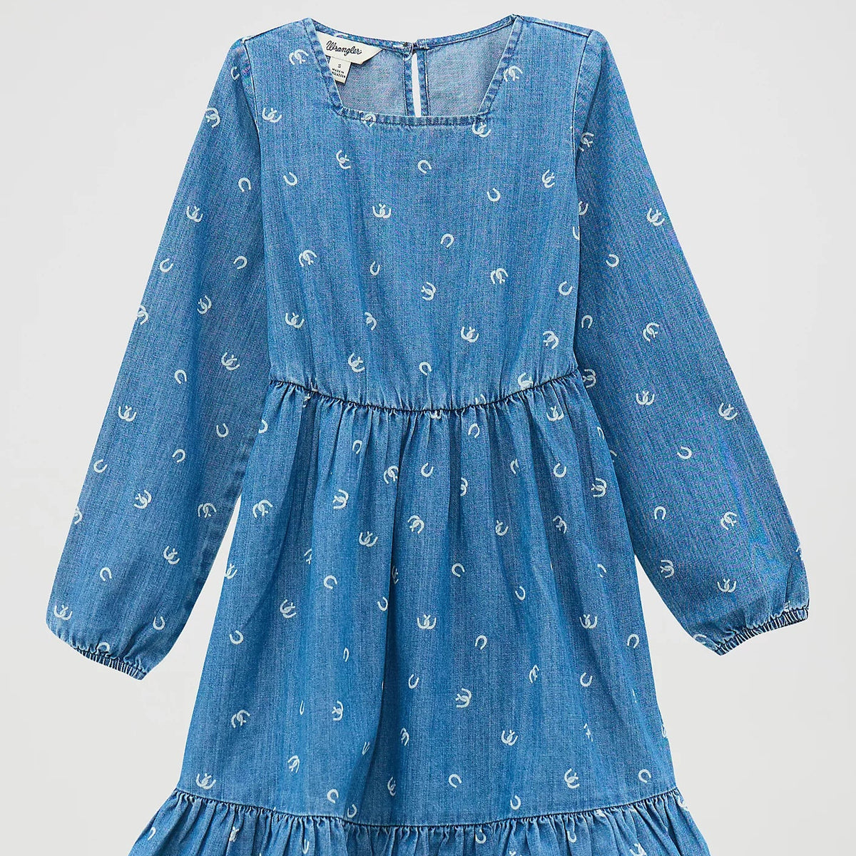 Wrangler Girl's L/S Ruffled Hem Denim Dress