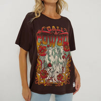 Wrangler x Lainey Wilson Call A Cowboy Oversized Tee in Mole