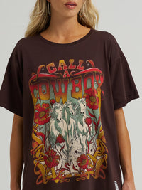 Wrangler x Lainey Wilson Call A Cowboy Oversized Tee in Mole